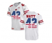 2016 US Flag Fashion-2016 Men's UA Wisconsin Badgers T.J Watt #42 College Football Jersey - White