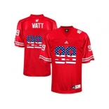 2016 US Flag Fashion-Men's Wisconsin Badgers J.J Watt #99 College Football Jersey - Red