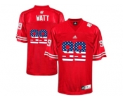 2016 US Flag Fashion-Men's Wisconsin Badgers J.J Watt #99 College Football Jersey - Red