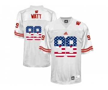 2016 US Flag Fashion-Men's Wisconsin Badgers J.J Watt #99 College Football Jersey - White