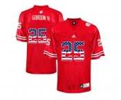 2016 US Flag Fashion-Men's Wisconsin Badgers Melvin Gordon III #25 College Football Jersey - Red