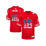 2016 US Flag Fashion-Men's Wisconsin Badgers Russell Wilson #16 College Football Jersey - Red