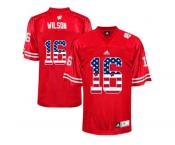 2016 US Flag Fashion-Men's Wisconsin Badgers Russell Wilson #16 College Football Jersey - Red