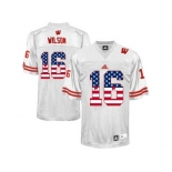 2016 US Flag Fashion-Men's Wisconsin Badgers Russell Wilson #16 College Football Jersey - White