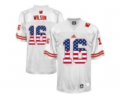 2016 US Flag Fashion-Men's Wisconsin Badgers Russell Wilson #16 College Football Jersey - White