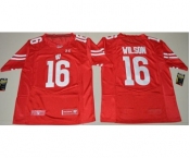 Badgers #16 Russell Wilson Red Under Armour Stitched NCAA Jersey