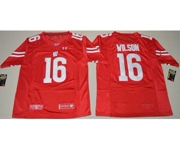 Badgers #16 Russell Wilson Red Under Armour Stitched NCAA Jersey