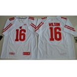 Badgers #16 Russell Wilson White Under Armour Stitched NCAA Jersey