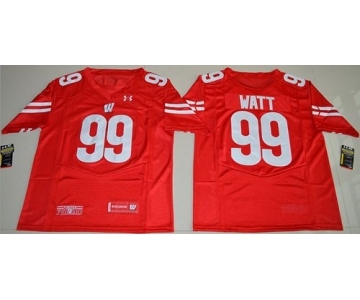 Badgers #99 J.J. Watt Red Under Armour Stitched NCAA Jersey