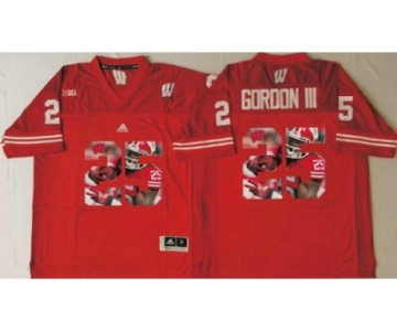 Wisconsin Badgers #25 Melvin Gordon III Red Player Fashion Stitched NCAA Jersey