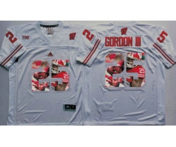 Wisconsin Badgers #25 Melvin Gordon III White Player Fashion Stitched NCAA Jersey