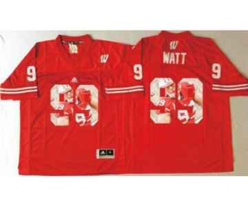 Wisconsin Badgers #99 J.J. Watt Red Player Fashion Stitched NCAA Jersey