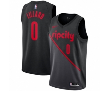 Youth Nike Portland Trail Blazers #0 Damian Lillard Swingman Black NBA Jersey - 2018-19 City Edition