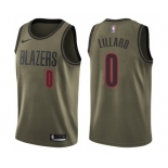 Youth Nike Portland Trail Blazers #0 Damian Lillard Swingman Green Salute to Service NBA Jersey