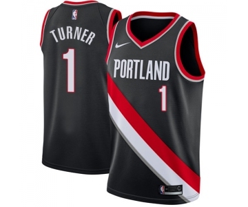 Youth Nike Portland Trail Blazers #1 Evan Turner Swingman Black Road NBA Jersey - Icon Edition