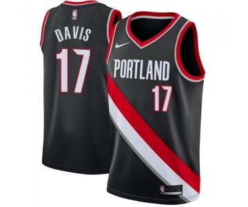 Youth Nike Portland Trail Blazers #17 Ed Davis Swingman Black Road NBA Jersey - Icon Edition