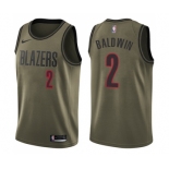 Youth Nike Portland Trail Blazers #2 Wade Baldwin Swingman Green Salute to Service NBA Jersey