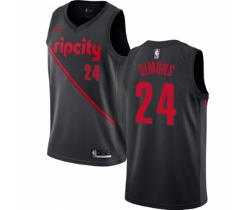 Youth Nike Portland Trail Blazers #24 Anfernee Simons Swingman Black NBA Jersey -2018-19 City Edition