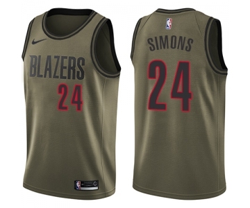 Youth Nike Portland Trail Blazers #24 Anfernee Simons Swingman Green Salute to Service NBA Jersey