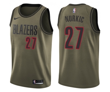 Youth Nike Portland Trail Blazers #27 Jusuf Nurkic Swingman Green Salute to Service NBA Jersey