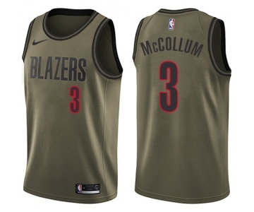 Youth Nike Portland Trail Blazers #3 C.J. McCollum Swingman Green Salute to Service NBA Jersey