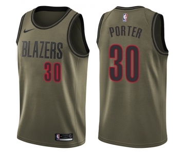 Youth Nike Portland Trail Blazers #30 Terry Porter Swingman Green Salute to Service NBA Jersey