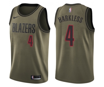 Youth Nike Portland Trail Blazers #4 Moe Harkless Swingman Green Salute to Service NBA Jersey