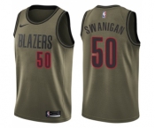 Youth Nike Portland Trail Blazers #50 Caleb Swanigan Swingman Green Salute to Service NBA Jersey