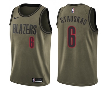 Youth Nike Portland Trail Blazers #6 Nik Stauskas Swingman Green Salute to Service NBA Jersey