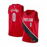 Youth Portland Trail Blazers #0 Damian Lillard Swingman Red Finished Basketball Jersey - Statement Edition