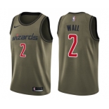 Youth Nike Washington Wizards #2 John Wall Swingman Green Salute to Service NBA Jersey