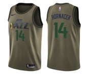 Youth Nike Utah Jazz #14 Jeff Hornacek Swingman Green Salute to Service NBA Jersey