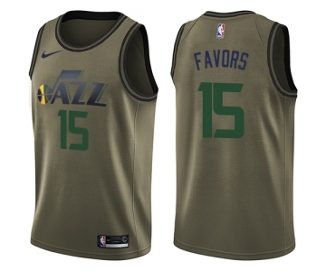 Youth Nike Utah Jazz #15 Derrick Favors Swingman Green Salute to Service NBA Jersey