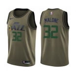 Youth Nike Utah Jazz #32 Karl Malone Swingman Green Salute to Service NBA Jersey