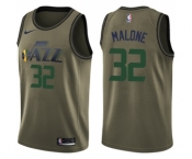 Youth Nike Utah Jazz #32 Karl Malone Swingman Green Salute to Service NBA Jersey