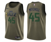 Youth Nike Utah Jazz #45 Donovan Mitchell Swingman Green Salute to Service NBA Jersey