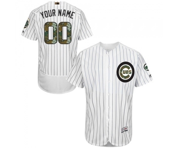 Men's Majestic Chicago Cubs Customized Authentic White 2016 Memorial Day Fashion Flex Base MLB Jersey