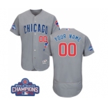 Men's Majestic Chicago Cubs Customized Grey 2016 World Series Champions Flexbase Authentic Collection MLB Jersey