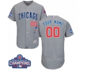 Men's Majestic Chicago Cubs Customized Grey 2016 World Series Champions Flexbase Authentic Collection MLB Jersey