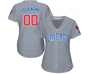 Women's Majestic Chicago Cubs Customized Authentic Grey Road Cool Base MLB Jersey