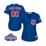 Women's Majestic Chicago Cubs Customized Authentic Royal Blue Alternate 2016 World Series Champions Cool Base MLB Jersey