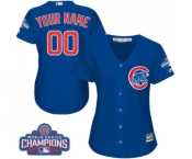 Women's Majestic Chicago Cubs Customized Authentic Royal Blue Alternate 2016 World Series Champions Cool Base MLB Jersey