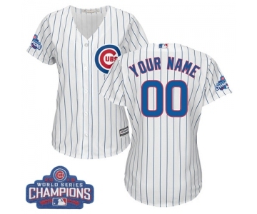 Women's Majestic Chicago Cubs Customized Authentic White Home 2016 World Series Champions Cool Base MLB Jersey