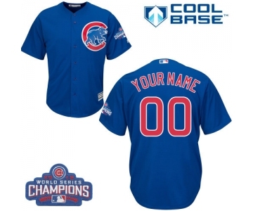 Youth Majestic Chicago Cubs Customized Authentic Royal Blue Alternate 2016 World Series Champions Cool Base MLB Jersey