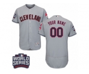 Men's Majestic Cleveland Indians Customized Grey 2016 World Series Bound Flexbase Authentic Collection MLB Jersey