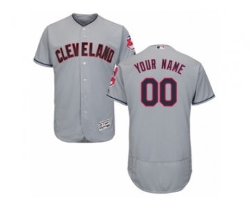 Men's Majestic Cleveland Indians Customized Grey Flexbase Authentic Collection MLB Jersey