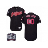 Men's Majestic Cleveland Indians Customized Navy Blue 2016 World Series Bound Flexbase Authentic Collection MLB Jersey