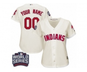 Women's Majestic Cleveland Indians Customized Authentic Cream Alternate 2 2016 World Series Bound Cool Base MLB Jersey