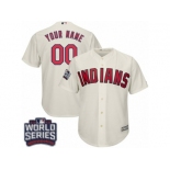 Youth Majestic Cleveland Indians Customized Authentic Cream Alternate 2 2016 World Series Bound Cool Base MLB Jersey