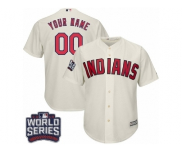 Youth Majestic Cleveland Indians Customized Authentic Cream Alternate 2 2016 World Series Bound Cool Base MLB Jersey